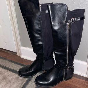 Black boots (knee/upper shin height) size 9